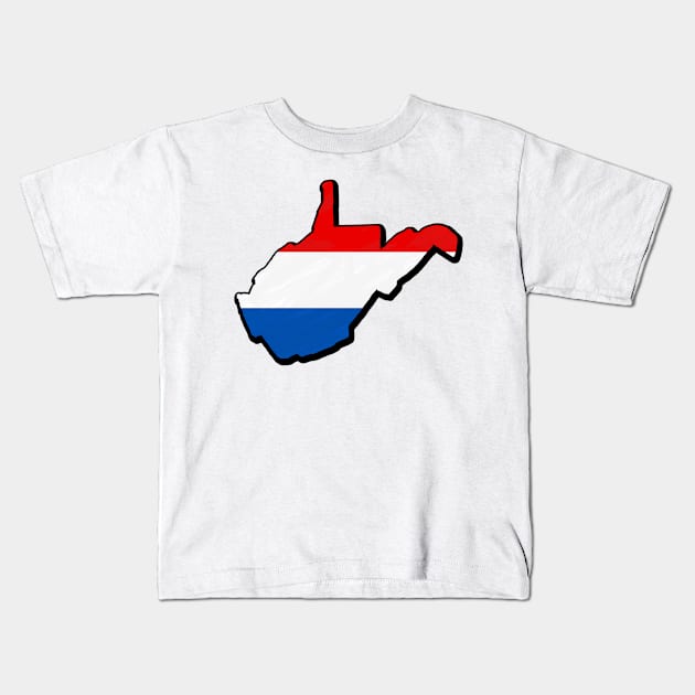 Red, White, and Blue West Virginia Outline Kids T-Shirt by Mookle